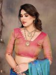 ATTRACTIVE BANARASI SILK COPPER ZARI WORK SAREE WITH UNSTITCHED BLOUSE FORMAL WEAR WHOLESALE PRICE ETHNIC GARMENT (73)