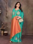 ATTRACTIVE BANARASI SILK COPPER ZARI WORK SAREE WITH UNSTITCHED BLOUSE FORMAL WEAR WHOLESALE PRICE ETHNIC GARMENT (75)