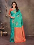 ATTRACTIVE BANARASI SILK COPPER ZARI WORK SAREE WITH UNSTITCHED BLOUSE FORMAL WEAR WHOLESALE PRICE ETHNIC GARMENT (75)