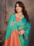 ATTRACTIVE BANARASI SILK COPPER ZARI WORK SAREE WITH UNSTITCHED BLOUSE FORMAL WEAR WHOLESALE PRICE ETHNIC GARMENT (75)