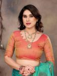 ATTRACTIVE BANARASI SILK COPPER ZARI WORK SAREE WITH UNSTITCHED BLOUSE FORMAL WEAR WHOLESALE PRICE ETHNIC GARMENT (75)