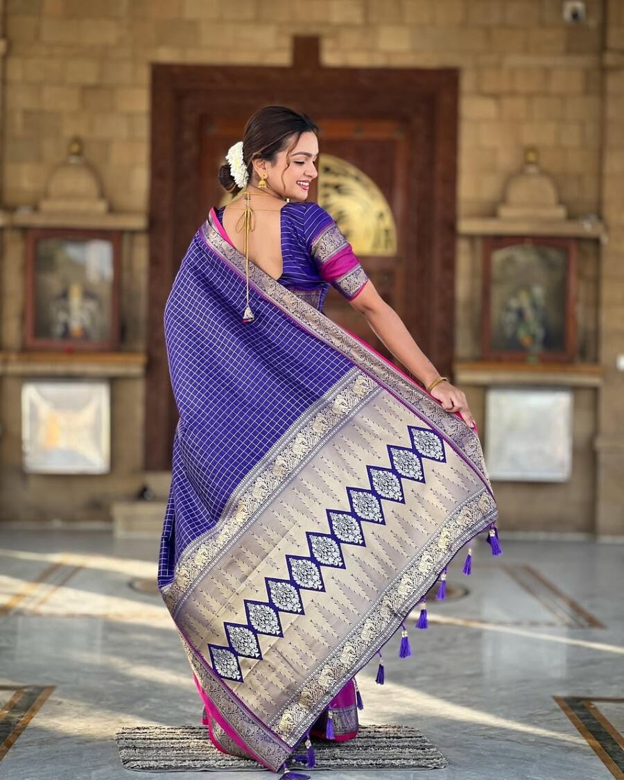 ATTRACTIVE BANARASI SOFT SILK WEAVING WORK SAREE WITH UNSTITCHED BLOUSE PARTY WEAR WHOLESALE PRICE ETHNIC GARMENT (1)