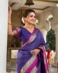 ATTRACTIVE BANARASI SOFT SILK WEAVING WORK SAREE WITH UNSTITCHED BLOUSE PARTY WEAR WHOLESALE PRICE ETHNIC GARMENT (4)