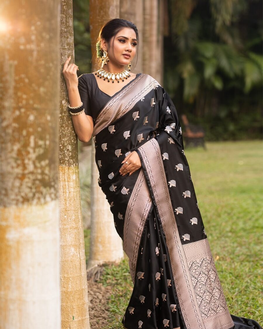 ATTRACTIVE BANARASI SOFT SILK WEAVING WORK SAREE WITH UNSTITCHED BLOUSE PARTY WEAR WHOLESALE PRICE ETHNIC GARMENT (5)