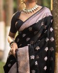 ATTRACTIVE BANARASI SOFT SILK WEAVING WORK SAREE WITH UNSTITCHED BLOUSE PARTY WEAR WHOLESALE PRICE ETHNIC GARMENT (5)