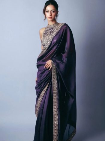 ATTRACTIVE BANGLORI SILK CODING AND SEQUENCE WORK SAREE WITH UNSTITCHED BLOUSE PURPLE