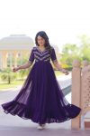 ATTRACTIVE BLOOMING SEQUENCE MULTI THREAD BEADS EMBROIDERY WORK GOWN PARTY WEAR WHOLESALE PRICE ETHNIC GARMENT (6)