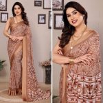 ATTRACTIVE BRIGHT MOSS SATIN ZARI WORK SAREE WITH UNSTITCHED BLOUSE CREAM