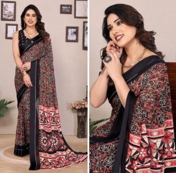ATTRACTIVE BRIGHT MOSS SATIN ZARI WORK SAREE WITH UNSTITCHED BLOUSE BLACK