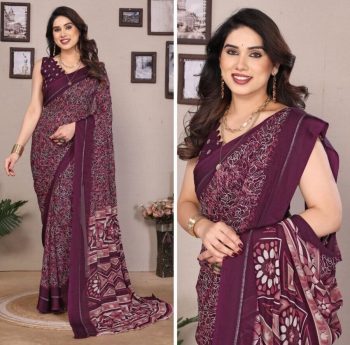 ATTRACTIVE BRIGHT MOSS SATIN ZARI WORK SAREE WITH UNSTITCHED BLOUSE WINE