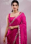 ATTRACTIVE BURBERRY SILK EMBROIDERY,REAL MIRROR WITH CUT BORDER WORK SAREE WITH UNSTITCHED BLOUSE PARTY WEAR WHOLESALE PRICE ETHNIC GARMENT (26)