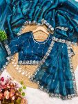 ATTRACTIVE BURBERRY SILK EMBROIDERY,REAL MIRROR WITH CUT BORDER WORK SAREE WITH UNSTITCHED BLOUSE PARTY WEAR WHOLESALE PRICE ETHNIC GARMENT (34)