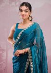 ATTRACTIVE BURBERRY SILK EMBROIDERY,REAL MIRROR WITH CUT BORDER WORK SAREE WITH UNSTITCHED BLOUSE PARTY WEAR WHOLESALE PRICE ETHNIC GARMENT (34)