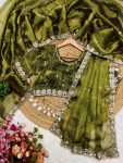 ATTRACTIVE BURBERRY SILK EMBROIDERY,REAL MIRROR WITH CUT BORDER WORK SAREE WITH UNSTITCHED BLOUSE PARTY WEAR WHOLESALE PRICE ETHNIC GARMENT (37)