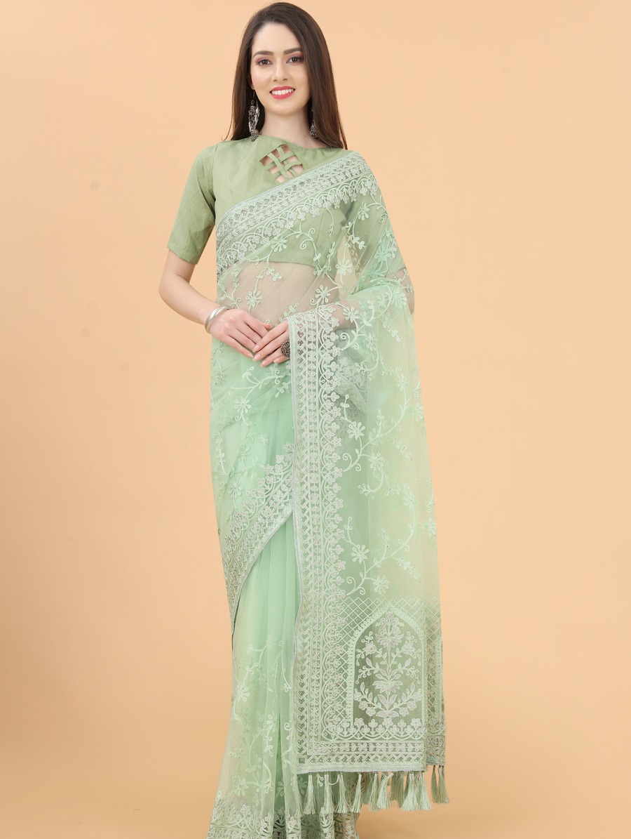 ATTRACTIVE BUTTERFLY NET AARI AND DIAMOND WORK SAREE WITH UNSTITCHED BLOUSE WEDDING WEAR WHOLESALE PRICE ETHNIC GARMENT (23)