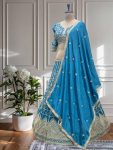 ATTRACTIVE CHINON EMBROIDERY SEQUENCE CODING DESIGN WORK LEHENGA CHOLI WITH DUPATTA RECEPTION WEAR WHOLESALE PRICE ETHNIC GARMENT (2)
