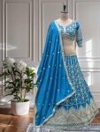 ATTRACTIVE CHINON EMBROIDERY SEQUENCE CODING DESIGN WORK LEHENGA CHOLI WITH DUPATTA RECEPTION WEAR WHOLESALE PRICE ETHNIC GARMENT (2)