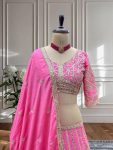 ATTRACTIVE CHINON EMBROIDERY SEQUENCE CODING DESIGN WORK LEHENGA CHOLI WITH DUPATTA WEDDING WEAR WHOLESALE PRICE ETHNIC GARMENT (9)