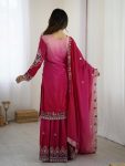 ATTRACTIVE CHINON EMBROIDERY SEQUENCE DESIGN WORK TOP SHARARA WITH DUPATTA PARTY WEAR WHOLESALE PRICE ETHNIC GARMENT (3)