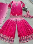 ATTRACTIVE CHINON EMBROIDERY SEQUENCE DESIGN WORK TOP SHARARA WITH DUPATTA PARTY WEAR WHOLESALE PRICE ETHNIC GARMENT (3)