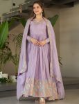 ATTRACTIVE CHINON SEQUENCE & MULTI THREAD EMBROIDERY WORK GOWN WITH DUPATTA PARTY WEAR WHOLESALE PRICE ETHNIC GARMENT (2)