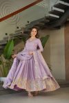 ATTRACTIVE CHINON SEQUENCE & MULTI THREAD EMBROIDERY WORK GOWN WITH DUPATTA PARTY WEAR WHOLESALE PRICE ETHNIC GARMENT (2)