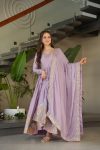 ATTRACTIVE CHINON SEQUENCE & MULTI THREAD EMBROIDERY WORK GOWN WITH DUPATTA PARTY WEAR WHOLESALE PRICE ETHNIC GARMENT (2)
