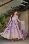 ATTRACTIVE CHINON SEQUENCE & MULTI THREAD EMBROIDERY WORK GOWN WITH DUPATTA PARTY WEAR WHOLESALE PRICE ETHNIC GARMENT (2)