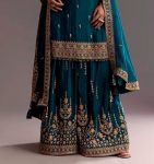 ATTRACTIVE CHINON SILK EMBROIDERY CODING SEQUENCE WORK WITH REAL MIRROR WORK TOP PALAZZO WITH DUPATTA PARTY WEAR WHOLESALE PRICE ETHNIC GARMENT (10)