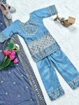 ATTRACTIVE CHINON SILK SEQUENCE EMBROIDERY WORK TOP BOTTOM WITH DUPATTA PARTY WEAR WHOLESALE PRICE ETHNIC GARMENT (9)