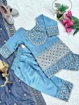 ATTRACTIVE CHINON SILK SEQUENCE EMBROIDERY WORK TOP BOTTOM WITH DUPATTA PARTY WEAR WHOLESALE PRICE ETHNIC GARMENT (9)