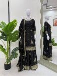 ATTRACTIVE CHINON SILK THREAD AND SEQUENCE WORK TOP PALAZZO WITH DUPATTA PARTY WEAR WHOLESALE PRICE ETHNIC GARMENT (22)