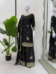 ATTRACTIVE CHINON SILK THREAD AND SEQUENCE WORK TOP PALAZZO WITH DUPATTA PARTY WEAR WHOLESALE PRICE ETHNIC GARMENT (22)