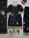 ATTRACTIVE CHINON SILK THREAD AND SEQUENCE WORK TOP PALAZZO WITH DUPATTA PARTY WEAR WHOLESALE PRICE ETHNIC GARMENT (22)