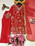 ATTRACTIVE CHINON SILK ZARI,SEQUENCE EMBROIDERY WORK TOP BOTTOM WITH DUPATTA PARTY WEAR WHOLESALE PRICE ETHNIC GARMENT (10)