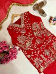 ATTRACTIVE CHINON SILK ZARI,SEQUENCE EMBROIDERY WORK TOP BOTTOM WITH DUPATTA PARTY WEAR WHOLESALE PRICE ETHNIC GARMENT (10)