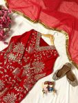 ATTRACTIVE CHINON SILK ZARI,SEQUENCE EMBROIDERY WORK TOP BOTTOM WITH DUPATTA PARTY WEAR WHOLESALE PRICE ETHNIC GARMENT (10)