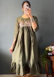 ATTRACTIVE COTTON EMBROIDERY MAXI DRESS ONE PEICEATTRACTIVE COTTON EMBROIDERY MAXI DRESS ONE PEICE MINT
