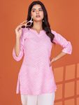 ATTRACTIVE COTTON PRINTED WORK TOP BABY PINK