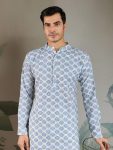 ATTRACTIVE COTTON SCHIFFLI CROCHET SEQUENCE WORK WITH DIGITAL PRINT MEN’S KURTA FORMAL WEAR WHOLESALE PRICE ETHNIC GARMENT (9)