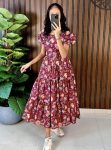 ATTRACTIVE COTTON SILK DIGITAL PRINT WORK ONE PEICE DRESS WINE