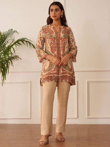 ATTRACTIVE CREPE DIGITAL PRINT WORK CO-ORD SET MAROON
