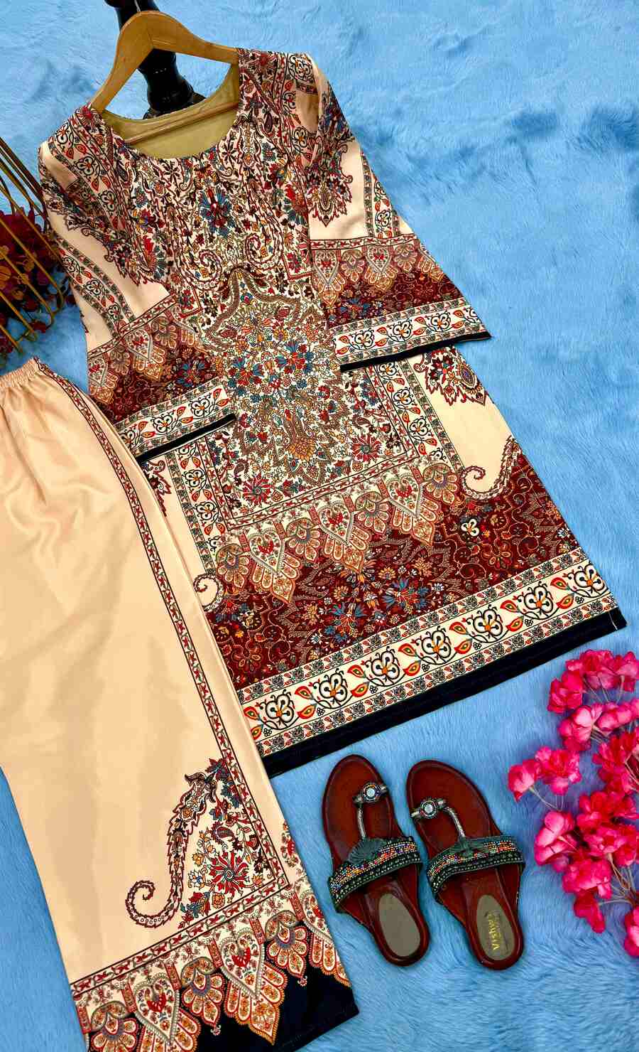 ATTRACTIVE CREPE DIGITAL PRINT WORK CO-ORD SET CASUAL WEAR WHOLESALE PRICE ETHNIC GARMENT (34)