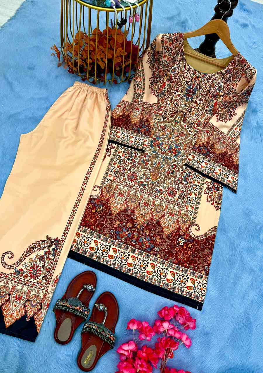 ATTRACTIVE CREPE DIGITAL PRINT WORK CO-ORD SET CASUAL WEAR WHOLESALE PRICE ETHNIC GARMENT (35)