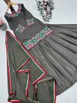 ATTRACTIVE CREPE EMBROIDERY SEQUENCE WORK TOP LEHENGA WITH DUPATTA PARTY WEAR WHOLESALE PRICE ETHNIC GARMENT (3)