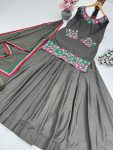 ATTRACTIVE CREPE EMBROIDERY SEQUENCE WORK TOP LEHENGA WITH DUPATTA PARTY WEAR WHOLESALE PRICE ETHNIC GARMENT (3)