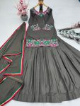 ATTRACTIVE CREPE EMBROIDERY SEQUENCE WORK TOP LEHENGA WITH DUPATTA PARTY WEAR WHOLESALE PRICE ETHNIC GARMENT (3)