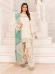 ATTRACTIVE CREPE  EMBROIDERY SEQUENCE WORK  TOP PATIYALA WITH DUPATTA WHITE