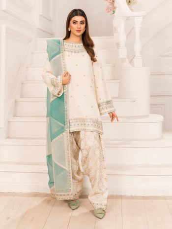 ATTRACTIVE CREPE  EMBROIDERY SEQUENCE WORK  TOP PATIYALA WITH DUPATTA WHITE