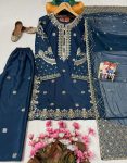 ATTRACTIVE CREPE SEQUENCE EMBROIDERY WORK TOP BOTTOM WITH DUPATTA PARTY WEAR WHOLESALE PRICE ETHNIC GARMENT (4)